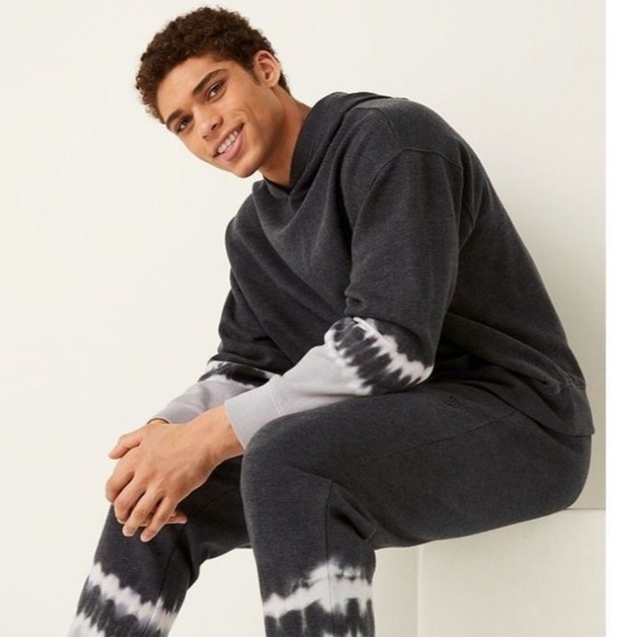 Victoria’s Secret PINK “Campus Charcoal Dip Dye” Tie-Dye Hooded Sweatshirt XXL - Picture 3 of 15